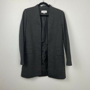 Calvin Klein Long Open Front Blazer Gray 10